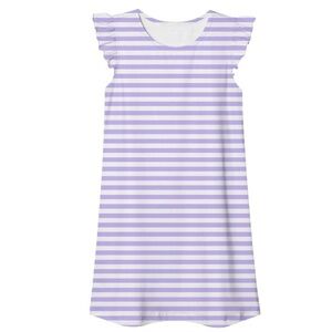 🐰☀️$10 SPECIAL PRICE🐰 Nightgown Lavender Stripe Flutter Ruffled Cap Sleeve NEW